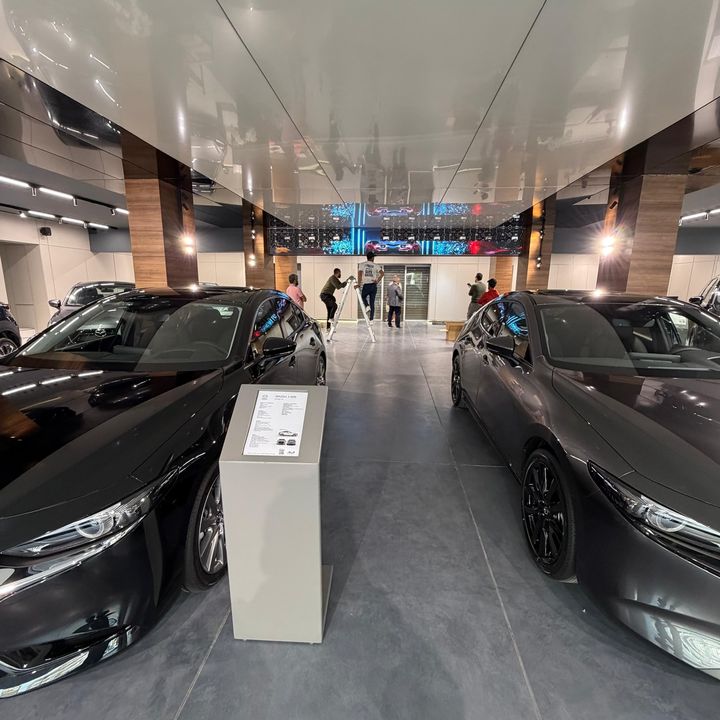 LED wall inside an automotive showroom, Beirut